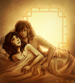 korra-x-asami:  k-y-h-u:  &ldquo;Good morning Miss Sato~&rdquo;  # while the guys are in their underwear the girls are having a friendly sleepover # no one can tell me otherwise # *w*  