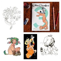 chris-sanders-art:  This is the 2013 re-issue of “Sketchbook 3,” and we made a lot of improvements. The one that is immediately noticeable is the embossed cover and the saddle-stitched binding. That binding change was key to adding what is my favorite