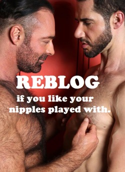 dilf-fan:  MINE ARE HARD-WIRED TO MY COCK. ARE YOURS?  LOVE IT! and love to play with guys&rsquo; nipples too