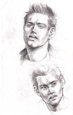 Some research for a Destiel commission. I don&rsquo;t watch Supernatural and have obviously never drawn the characters before, so I needed to get familiar with their faces. Ended up taking a lot more time than I expected, it&rsquo;s been forever since