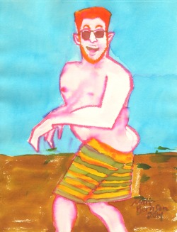 drawings of Rich Burns from Dr. Sketchy&rsquo;s Boston ink &amp; watercolor on paper, 9&quot;x12&quot; Matt Bernson 2014