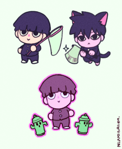 nippoisalien:  Mobtober Day 5&amp;6&amp;7 : Animal Crossing!! I started playing this game for quite a while and love it so much! I gotta draw Mob in its style!(sort of) And of course!, Don’t forget to pay all your debt to Con Nook, folks!  