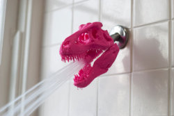 daddyslittlegoober:  nyzagay1:  wickedclothes:  T-REX Skull Shower HeadTurn your shower pre-historic with this T-Rex skull for a shower head.  Since all water is recycled and reused anyway, it’s already like you’re bathing in the Mesozoic era. Sold