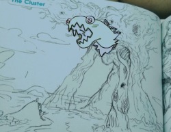 kestamaria: “The Cluster” (Official Steven Universe Artbook; Rebecca Sugar; 2017)  Y'know, with the eyes at the very corners of the head, lack of any real arms and feet, and the giant mouth with lots of sharp teeth, that puppet wasn&rsquo;t that far