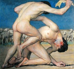 hadrian6:  Cain and Abel. 1910.  Svend Rathsack. Danish 1885-1941. oil/canvas. http://hadrian6.tumblr.com 