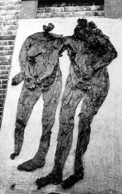 The Weerdinge men were two naked bog bodies found in Drenthe, the Netherlands, in the southern part of Bourtanger Moor in 1904. Radiocarbon dating shows that the two likely died between ca.160 BC to ca.220 AD. At first, it was believed that one of the
