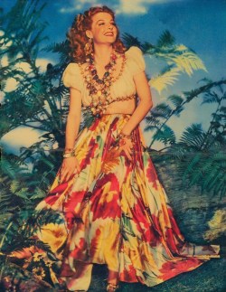 wehadfacesthen: Ann Sheridan in a publicity photo for Torrid Zone (William Keighley, 1940), a film mostly notable for dressing up Sheridan in Carmen Miranda style - even wearing a tutti fruity hat - a year before Miranda arrived in Hollywood.