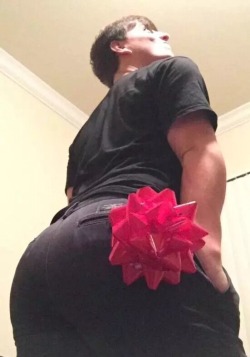 “Sorry man, its late. But heres your christmas present! A one way trip into my musky, sweaty ass. What do you mean you dont want to? Youll enjoy becoming my ass muscles. I mean look at me! Im way hotter than you. You should feel honored.” He sighs