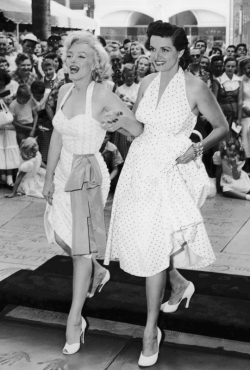 missmonroes:  Marilyn Monroe and Jane Russell at Grauman’s Chinese Theatre, 1953