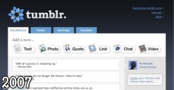 mxcleod:  sonoperennementeincasinata:  mensolepienedilibri:  The evolution of Tumblr across the years  wow   I’ve been on tumblr since 2009, and this is so strange to see how far we’ve come.