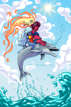 wilden-art:  Dolphins and Flames! 🐬 🔥 I’m happy to announce that I can finally show you my piece for the @rupphirehoneymoonzine !I was very honored and glad to have been part of this Zine! 