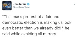 jontronjafari:  For those asking about the tweets   All those foam playgrounds, hugs and free trophies back in the 90s sure paid off, huh? Those kids can now vote, then lie down in the fetal position when their tribe loses because they’ve never dealt