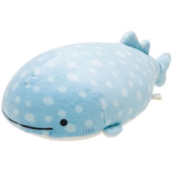 nyehhehs:  aitaikimochi:  San-X, the creators of Rilakkuma, will be releasing a new character called “Jinbei-San,” or Mr. Whale Shark!  This plush comes with a little pouch where you can place a mini plush (not included) in its belly. The plush is