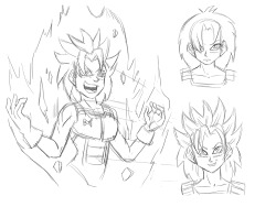 Rough concept sketch request. Youâ€™ve probably seen her before! This time as a Supa Saiyan!
