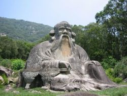 sixpenceee:Stone statue of Laozi at the foot of Mount Qingyuan. He was a philosopher and poet of ancient China. He is best known as the founder of philosophical Taoism.
