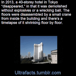 ultrafacts:    Japanese construction company Taisei Corporation has developed a form of building demolition that’s far more quiet, healthy and environmentally-friendly than traditional methods. And it doesn’t even involve wrecking balls or explosives.