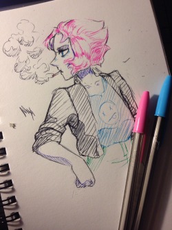 thetuxedodorito:  I got a bunch of colored pens and an adorably small sketchbook  Now blessed both items with bad Pearl 