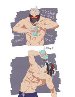 tfstayquiet: Learn from the master kids.   You must throw the water all over your body, then Properly absorb it, then  you hydrate. Drinking water is for wimps!   I really don’t know why i did it. I guess it’s just a silly post xD becouse thre’s