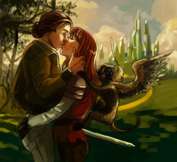 awabubbles:  Charlie and Dorothy in Oz. Action! Adventure! Romance! A flying monkey sidekick! Background referenced from Oz the Great and Powerful. 