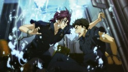 aitaikimochi:  Another excerpt from the SouRin Policeman Story (sorry I will upload the full translations in its entirety when I go home!)Sousuke: Damnit! Rin! Save yourself! I’ll figure something out on my own ugh!! Rin: Sousuke! Take a deep breath!