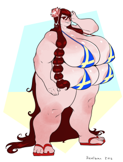 dieselbrain: a monthly patron request for empyreanobscure’s oc Freyja in a Swedish flag bikini  