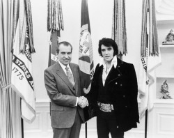 President Nixon and Elvis Presley meet at The White House, December 21, 1970. 
