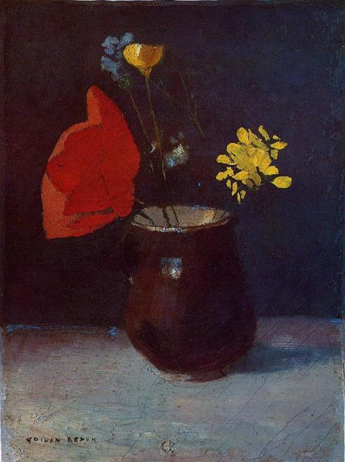 artist-redon:  Pitcher of Flowers, Odilon RedonMedium: oil,canvas