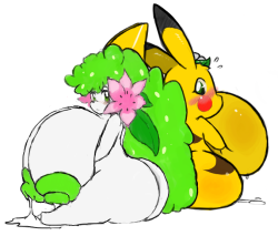 roymccloud:  Shaymin, a younger Mom and Persey.OC doodles with @makinmthoughtWe’ve been OCing more and more. We draw usually pokemon.I’d like more collabs tho. .u .; 