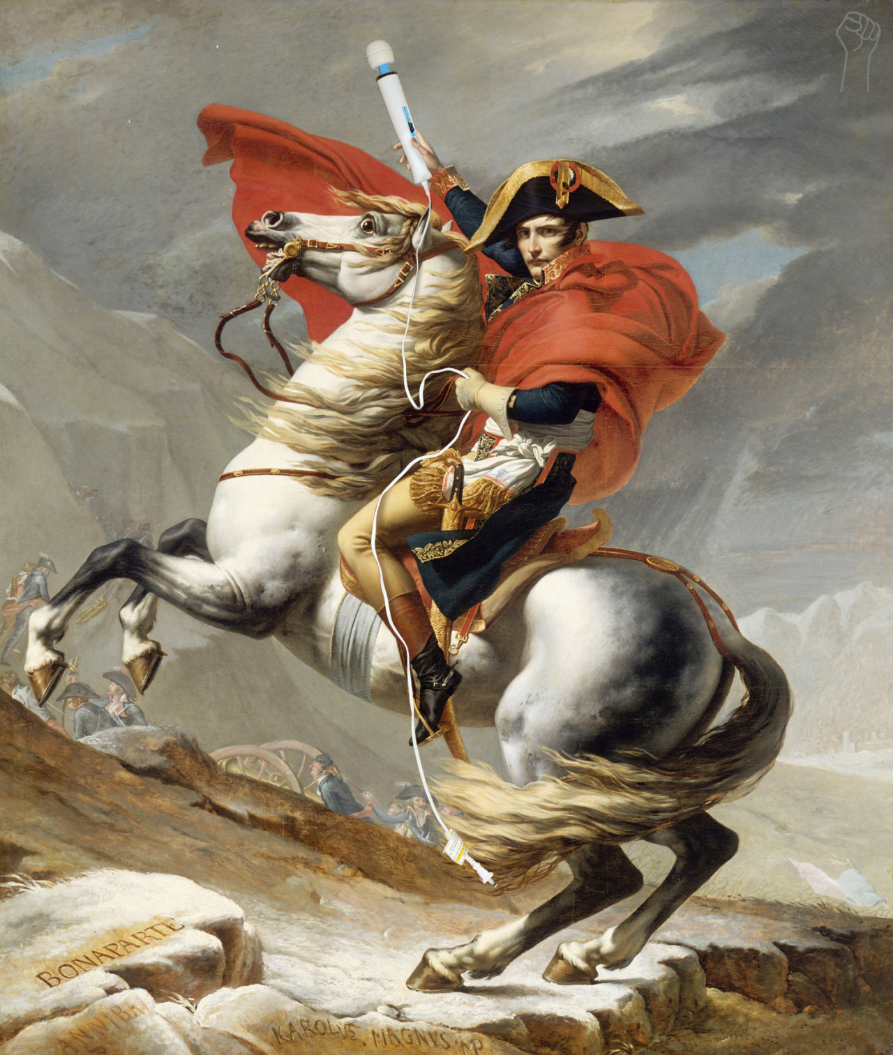 Napoleon Crossing the Alps with Magic Wand by Jacques-Louis David.