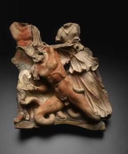 colin-vian:  Etruscan Architectural Relief showing Gigantomachy, 3rd-2nd century B.C. 
