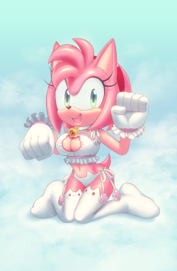 siffers: Amy Rose wearing a cute kitty keyhole lingerie. I did the inks and flats and NitroDraws did the shading and effects!  ;9