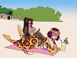 kotepteef: To go along with Free Beach Vacation, here’s a couple of beach pals hanging out in the Vacation Zone! Art by @blogshirtboy! 