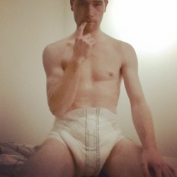 dutchslut1993:  Oeps.. Padded up but my diaper sits wrong :S.. That’s why I need a daddy to help me put it on :)