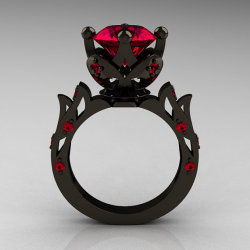 toomanytearsivecriedforyou:  feedme-seemore:  Modern Antique 14K Black Gold 3.0 Carat Ruby Solitaire Wedding Ring  Omfg please 