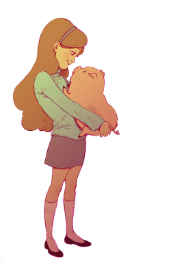 mayday-daywalker:  drawing of Mabel and Waddles from school today I need to draw her with this fat sausage more often 