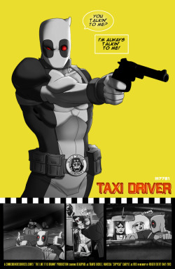 xombiedirge:  The Line It is Drawn at CBR pays a great tribute to the late Roger Ebert this week with an At the movies theme. Personal favs above, but check out the rest HERE. Deadpool x Taxi Driver by Marco D’Alfonso / Website / Tumblr Superman
