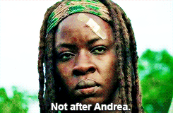 lgbtshark:  spookytareth asked: michonne x andrea or jane x maura?  &ldquo;She let Andrea in…&rdquo;  