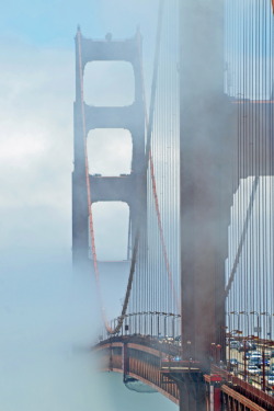 kawaiitheo:  Golden Gate Bridge through the mist, San Francisco, California by (Doh-1) 