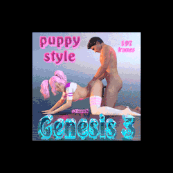  The third stimuli animated pose for Genesis 3 Figures has the female  figure on all fours and the male taking her from behind. An animated  pose is included for the default Gen3 penis and it should line up well  with any female genitals you use.  Puppy