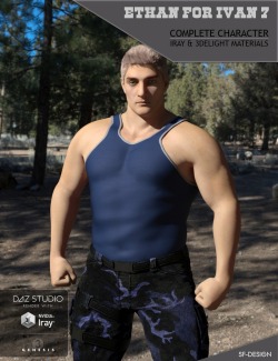 SF-Design has a new character ready to go!  Ethan  is a nice full character set for Ivan 7. Ethan can be the strong man, a  bouncer, a soldier, medieval warrior and much more. His uses are only  limited by your imagination.  Compatible with Daz Studio