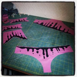 maja-stina:  Working on a #dripping #bikini set &amp; mitts for a customer! #latex #rubber 