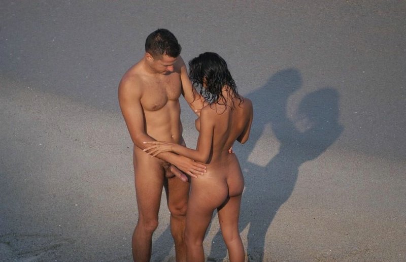 Nudist couple erection