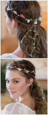 truebluemeandyou:  DIY Crochet Flower Headband Free HeadbandCrochet this pretty spring flower and vine headband in any color, size and length you want.  For more Hair Jewelry DIYs go to these links: bobby-pinshair-pinsheadbandsheadpiecesbody-armorFind