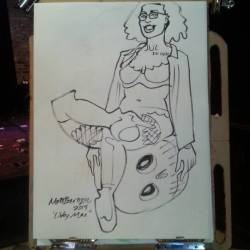 Drawing of Libby at Dr. Sketchy&rsquo;s Boston. #mattbernson #drsketchys #lifedrawing #boston #truthserum #art #drawing  (at Great Scott)