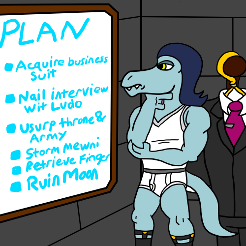 tangathcat: Toffebraury Day 17 – Plans  Like all good villains, a checklist plan is the best plan. So, here’s Toffee making his plan after acquiring the first part.  