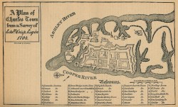 southcarolinadove:  A 1704 map of Charleston showing the walls that once stood around the city.  I LOVE Charleston!