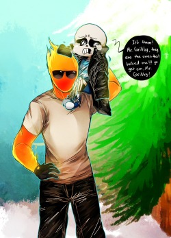 kyotemeru-arts:  I still cant get over teenage Grillby being that brother figure for young Sans yanno/// 