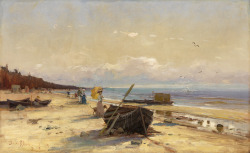 Julius von Klever (Yulij Yuli'evich Klever; Dorpat 1850 - Leningrad 1924); Evening promenade by the shore, 1907; oil on canvas 