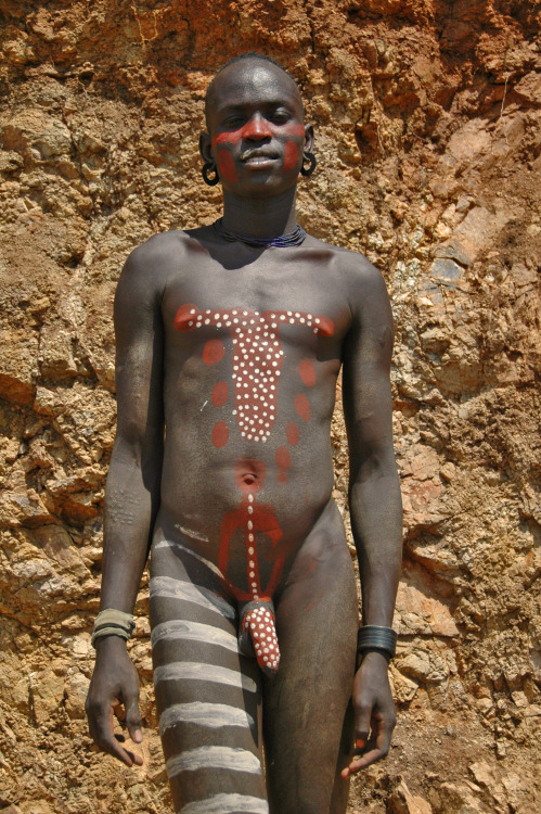 Naked african tribe boy