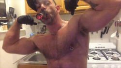 samuelmuscle:  Smokin’ Pec Play As the hairy muscle beast Samuel Colt smokes the rest of his fat cigar, he rubs his leather gloves all over his sweaty muscle, flexing pecs, biceps, teasing his nipples and sniffing his manly pits. After getting worked
